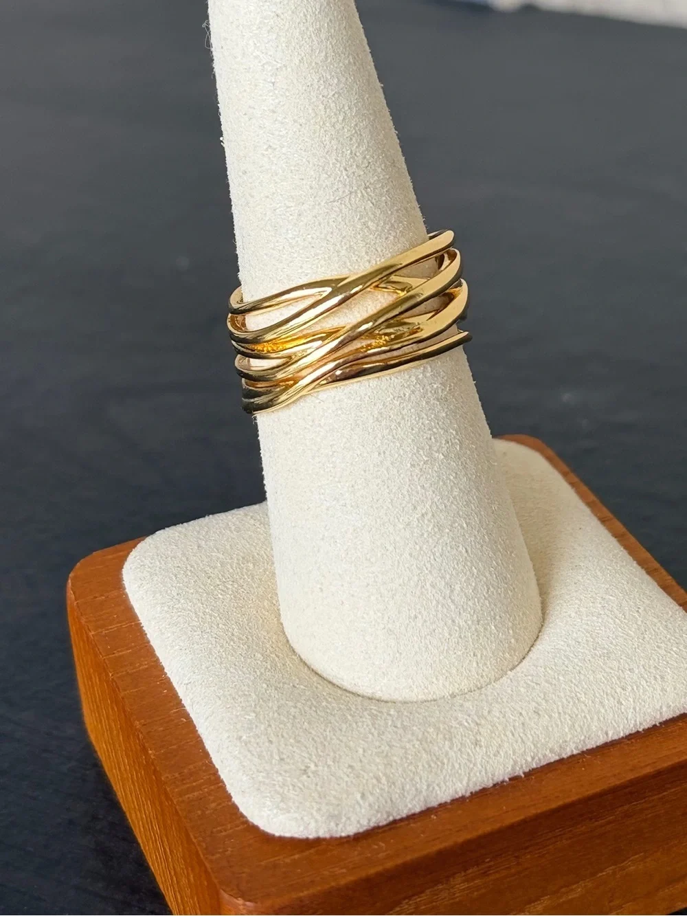 925 Sterling With Gold Overlay Interlock Stackable Ring